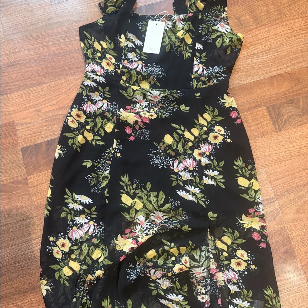 RIHOAS Black Floral Midi Dress